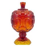 Vtg L.E. Smith Amberina Glass Candy Dish