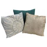 3 Decorative Throw Pillows - 19 x 18