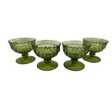 4 Olive Green White Hall Sherbets - 3.25" Tall