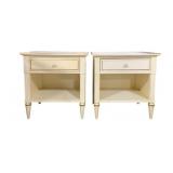 Pair Painted 1 Drawer Nightstands - 22 x 24 x 16