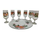 6 Franciscan Desert Rose Glasses & Plate
