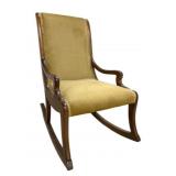 Vintage Upholstered Wood Rocking Chair