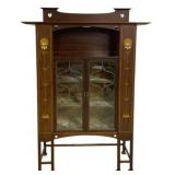 Art Nouveau Inlaid Mahogany 2 Door Cabinet