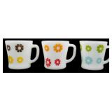 Set of 3 Vtg Federal Daisy 2 Color Mugs