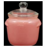 Vintage Pink Glass Jar w/ Lid 4.5"x3.5"