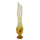 Mid Century Viking Amber Swung Glass Vase 19"
