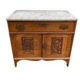 Victorian Carved Marble Top Washstand