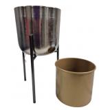 2 Metal Planters, 1 on Stand 18"x9"