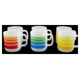 Set of 6 Vtg Glasbake Striped Mugs 3.5"