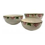 3 Franciscan Desert Rose Mixing Bowls - 5 x 10