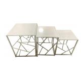 Set of 3 Metal/Marble Top Nesting Tables