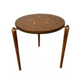 Vintage Mid-Century Inlaid Top Round Stand