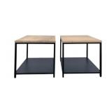 Pair Wood Over Metal Side Tables