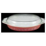 Pyrex Pink Daisy Divided Casserole w/ Lid