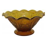 Vtg Indiana Amber Ruffled Console Bowl