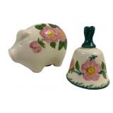 Franciscan Desert Rose Piggy Bank & Bell