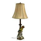 Hand Painted Italian Porcelain Parrot Lamp - 28"