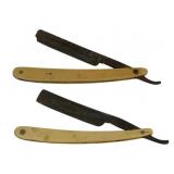 2 Antique Straight Blade Razors