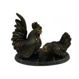 Bronze Rooster Sculpture w/ Marble Base