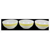 Set of 3 Termocrisa Yellow Stripe Bowls 2"x5"