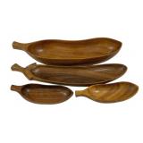 4 Monkey Pod Wood Serving Dishes