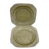 2 Federal Amber Madrid Plates - 7.5 x 7.5