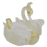 Vtg Salviati Art Glass Swan 4.5"x5"x4"