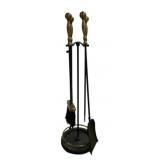 Brass & Black Iron Fireplace Tool Set 32"