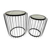 Metal Mirror Top Nesting Tables - 19 x 21