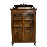 Ornately Carved Rosewood 2 Door Bookcase