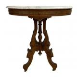 Victorian Oval Marble Top Table 30"x28"x22"