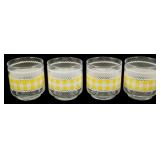 Set of 4 Libbey Yellow Gingham Glasses 3.5"