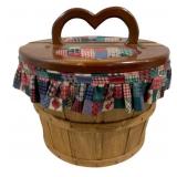 Country Double Sided Wood Fabric Lined Basket