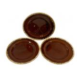 3 Hull Pottery Plates - 9.25" Round