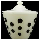 Fire King Black Polka Dot Grease Jar w/ Lid