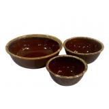 3 Hull Pottery Mixing Bowl Set - 10.5" Round