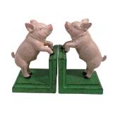 Pair Cast Iron Pig Bookends - 4 x 6 x 3