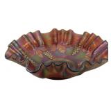 Vintage Fenton Amber Grape & Vine Carnival Bowl