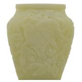 Vtg Imperial Lovebird Vase Custard Glass 6.5"