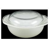 Vtg Pyrex White Bowl w/ Lid 3.5"x8"x6"