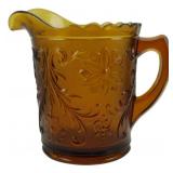 Vtg Indiana Glass Amber Sandwich Pitcher 7.5"