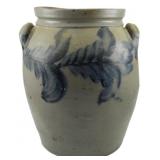 Early Virginia Dec. Stoneware 2 Gallon Crock 11.5"