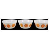 Set of 3 Vtg Federal Orange Daisy Bowls