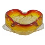 Vintage Murano Amberina Glass Ashtray 2.5"x10"