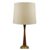 Mid-Century Modern Teak & Brass Table Lamp