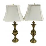 Pair Brass Table Lamps - 33" Tall