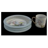 2 Cup & Bowl Set - 2.75" Tall, 7.5" Round