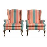 Pair Vintage Wingback Armchairs - 44 x 33 x 29