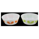 Set of 2 Federal Milk Glass Leaf Bowls