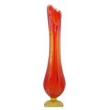 L.E. Smith Amberina 19" Swung Glass Vase